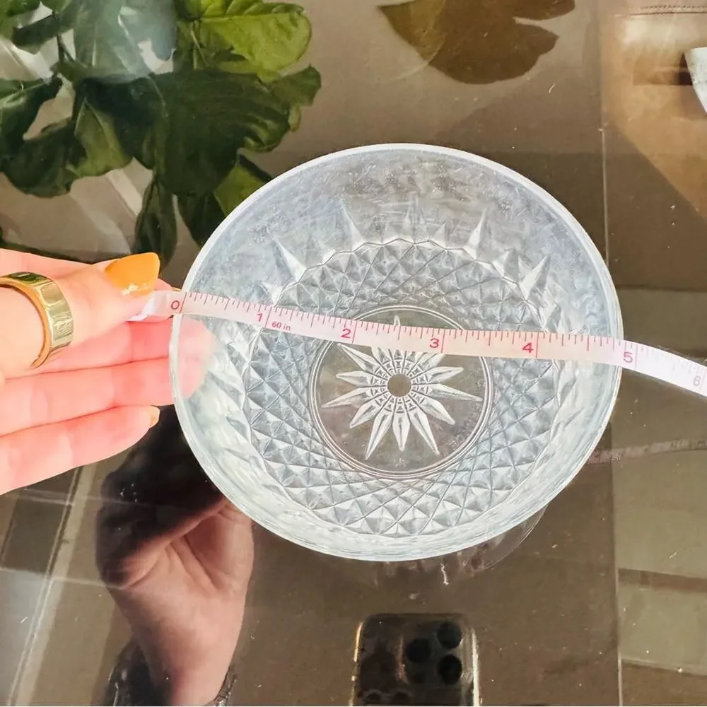 VINTAGE Arcoroc France Clear Glass Diamond Starburst Berry Dessert Small Bowl